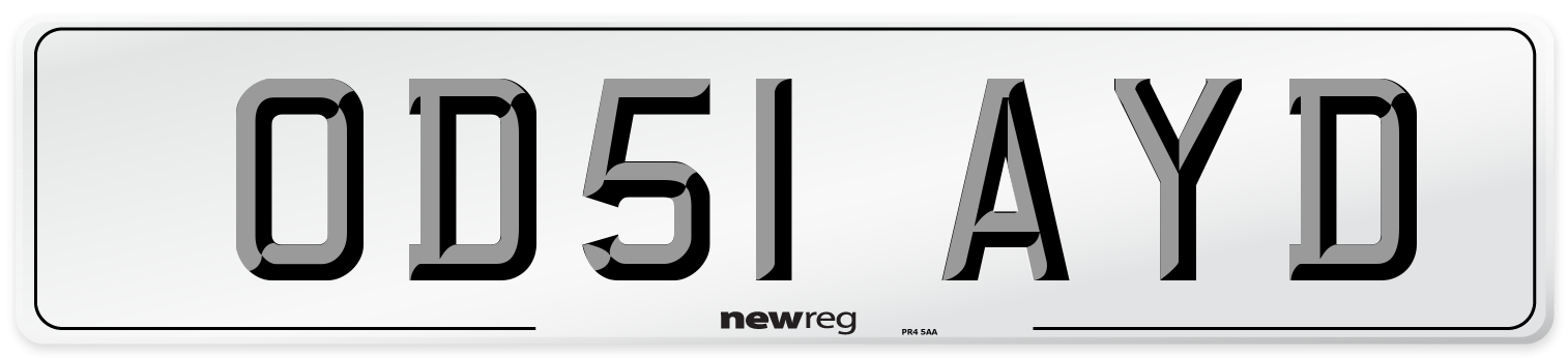 OD51 AYD Number Plate from New Reg